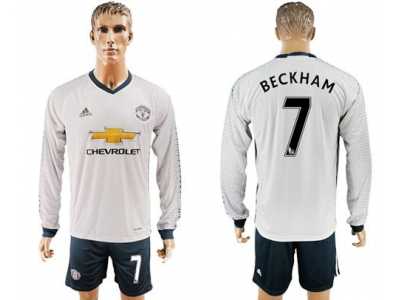 Manchester United #7 Beckham Sec Away Long Sleeves Soccer Club Jersey