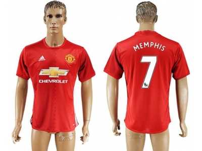 Manchester United #7 Memphis Red Home Soccer Club Jersey 3