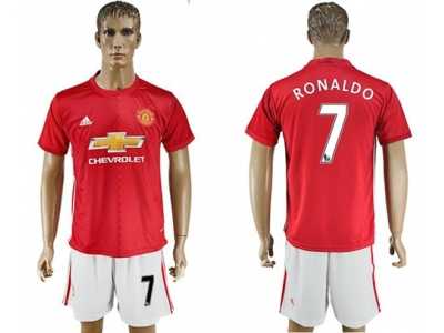 Manchester United #7 Ronaldo Red Home Soccer Club Jersey 1
