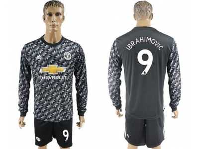 Manchester United #9 Ibrahimovic Black Long Sleeves Soccer Club Jersey