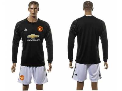 Manchester United Blank Black Goalkeeper Long Sleeves Soccer Club Jersey 3