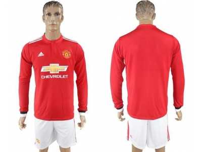 Manchester United Blank Red Home Long Sleeves Soccer Club Jersey 1