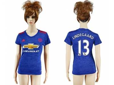 Women's Manchester United #13 Lindegaard Away Soccer Club Jersey