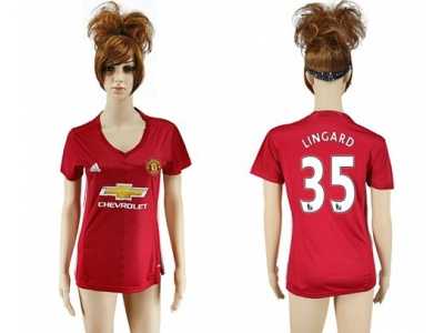 Women's Manchester United #35 Lingard Red Home Soccer Club Jersey1