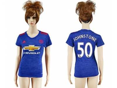 Women's Manchester United #50 Johnstone Away Soccer Club Jersey
