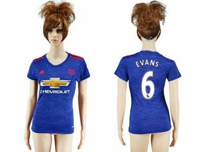 Women's Manchester United #6 Evans Away Soccer Club Jersey