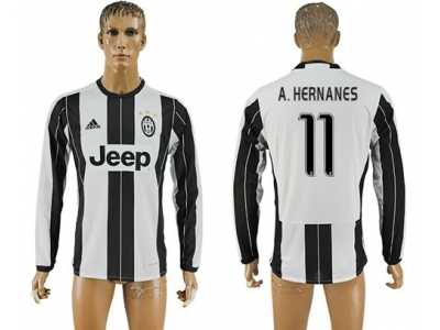Juventus #11 A.Hernanes Home Long Sleeves Soccer Club Jersey 1