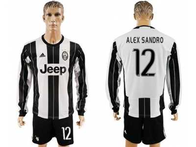 Juventus #12 Alex Sandro Home Long Sleeves Soccer Club Jersey 1