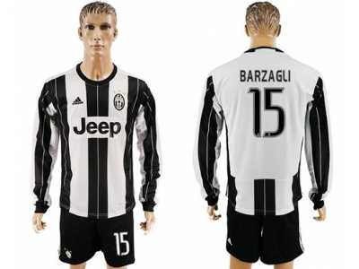 Juventus #15 Barzagli Home Long Sleeves Soccer Club Jersey 1