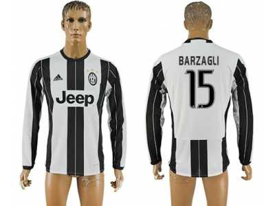 Juventus #15 Barzagli Home Long Sleeves Soccer Club Jersey 2