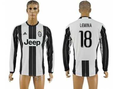 Juventus #18 Lemina Home Long Sleeves Soccer Club Jersey 2