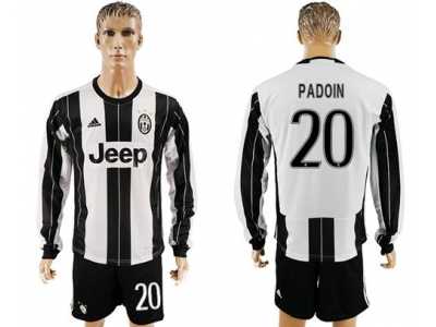 Juventus #20 Padoin Home Long Sleeves Soccer Club Jersey