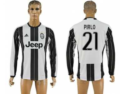 Juventus #21 Pirlo Home Long Sleeves Soccer Club Jersey 1