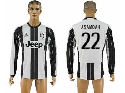 Juventus #22 Asamoah Home Long Sleeves Soccer Club Jersey 2