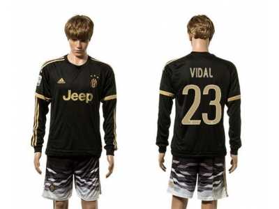 Juventus #23 Vidai SEC Away Long Sleeves Soccer Club Jersey