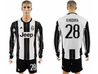 Juventus #28 Khedira Home Long Sleeves Soccer Club Jersey