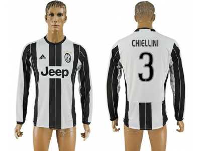 Juventus #3 Chiellini Home Long Sleeves Soccer Club Jersey 2