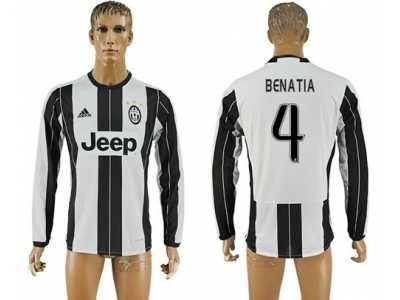 Juventus #4 Benatia Home Long Sleeves Soccer Club Jersey 2