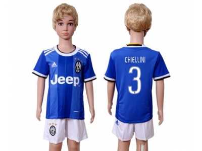 Juventus #3 Chiellini Away Kid Soccer Club Jersey