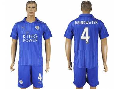 Leicester City #4 Drinkwater Home Soccer Club Jersey 1