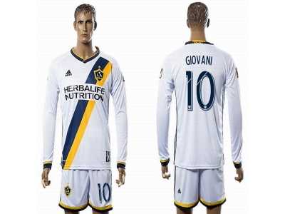 Los Angeles Galaxy #10 GIOVANI White Home Long Sleeves Soccer Club Jersey
