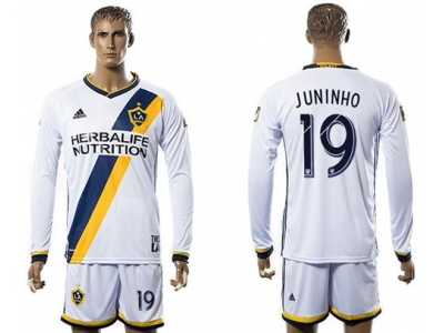Los Angeles Galaxy #19 Juninho Home Long Sleeves Soccer Club Jersey