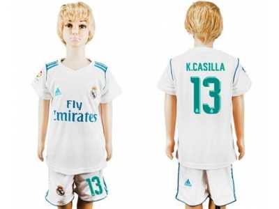 Real Madrid #13 K.Casilla White Home Kid Soccer Club Jersey