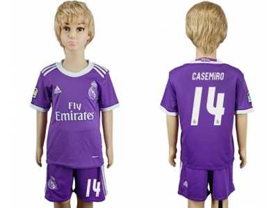 Real Madrid #14 Casemiro Away Kid Soccer Club Jersey1