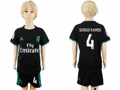 Real Madrid #4 Sergio Ramos Away Kid Soccer Club Jersey1