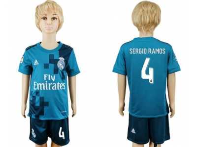 Real Madrid #4 Sergio Ramos Sec Away Kid Soccer Club Jersey