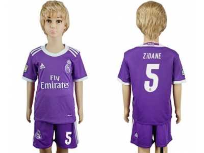 Real Madrid #5 Zidane Away Kid Soccer Club Jersey2