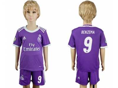 Real Madrid #9 Benzema Away Kid Soccer Club Jersey2
