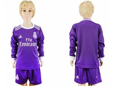 Real Madrid Blank Away Long Sleeves Kid Soccer Club Jersey