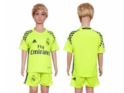 Real Madrid Blank Shiny Green Goalkeeper Kid Soccer Club Jersey1
