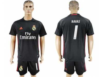 Real Madrid #1 Navas Black Goalkeeper Soccer Club Jersey