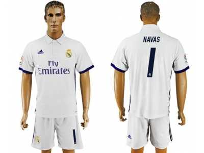 Real Madrid #1 Navas White Home Soccer Club Jersey2