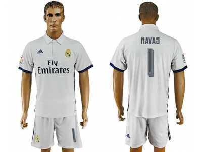 Real Madrid #1 Navas White Home Soccer Club Jersey3