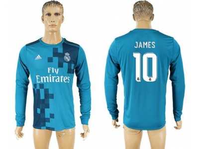 Real Madrid #10 James Sec Away Long Sleeves Soccer Club Jersey