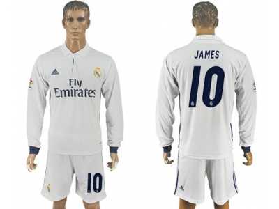 Real Madrid #10 James White Home Long Sleeves Soccer Club Jersey 1