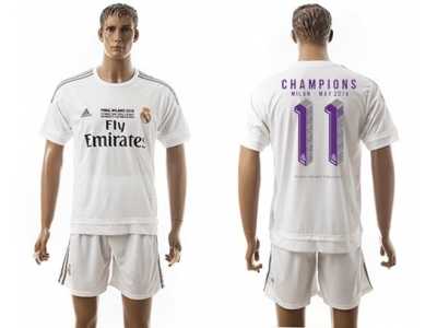 Real Madrid #11 Champions White Home Soccer Club Jersey