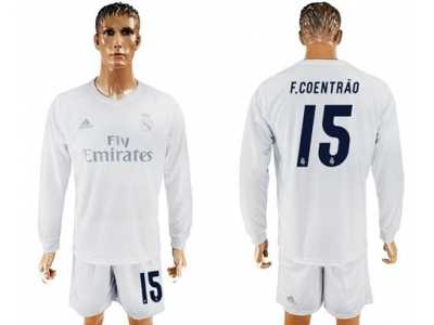 Real Madrid #15 F.Coentrao Marine Environmental Protection Home Long Sleeves Soccer Club Jersey