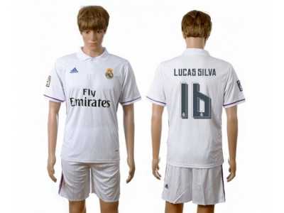 Real Madrid #16 Lucas Silva White Home Soccer Club Jersey1