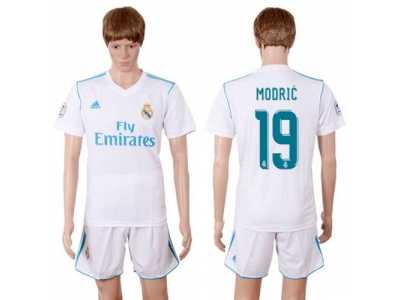 Real Madrid #19 Modric White Home Soccer Club Jersey