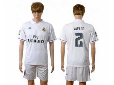 Real Madrid #2 Varane White Home Soccer Club Jersey1