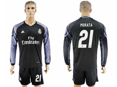 Real Madrid #21 Morata Sec Away Long Sleeves Soccer Club Jersey 1