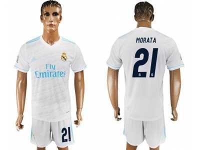 Real Madrid #21 Morata White Home Soccer Club Jersey 2