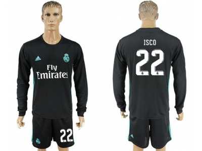 Real Madrid #22 Isco Away Long Sleeves Soccer Club Jersey