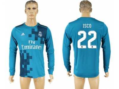 Real Madrid #22 Isco Sec Away Long Sleeves Soccer Club Jersey