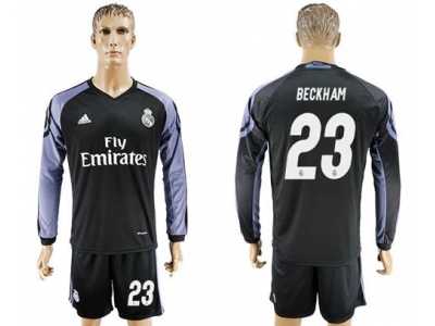 Real Madrid #23 Beckham Sec Away Long Sleeves Soccer Club Jersey