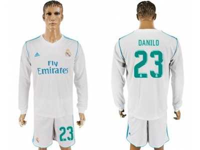 Real Madrid #23 Danilo White Home Long Sleeves Soccer Club Jersey